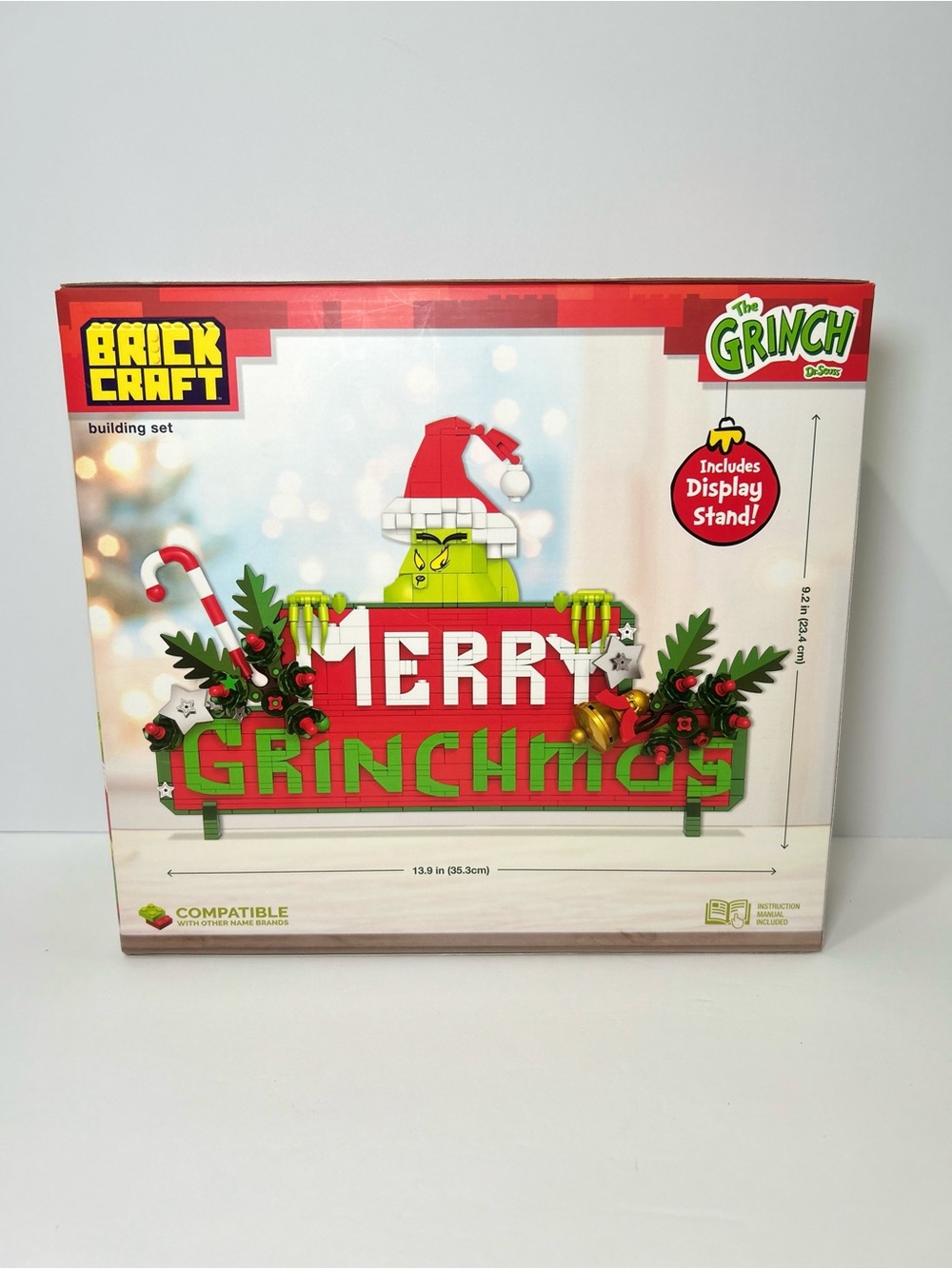 Brickcraft The Grinch Merry Grinchmas Sign Brick Building Kit Christmas Holiday